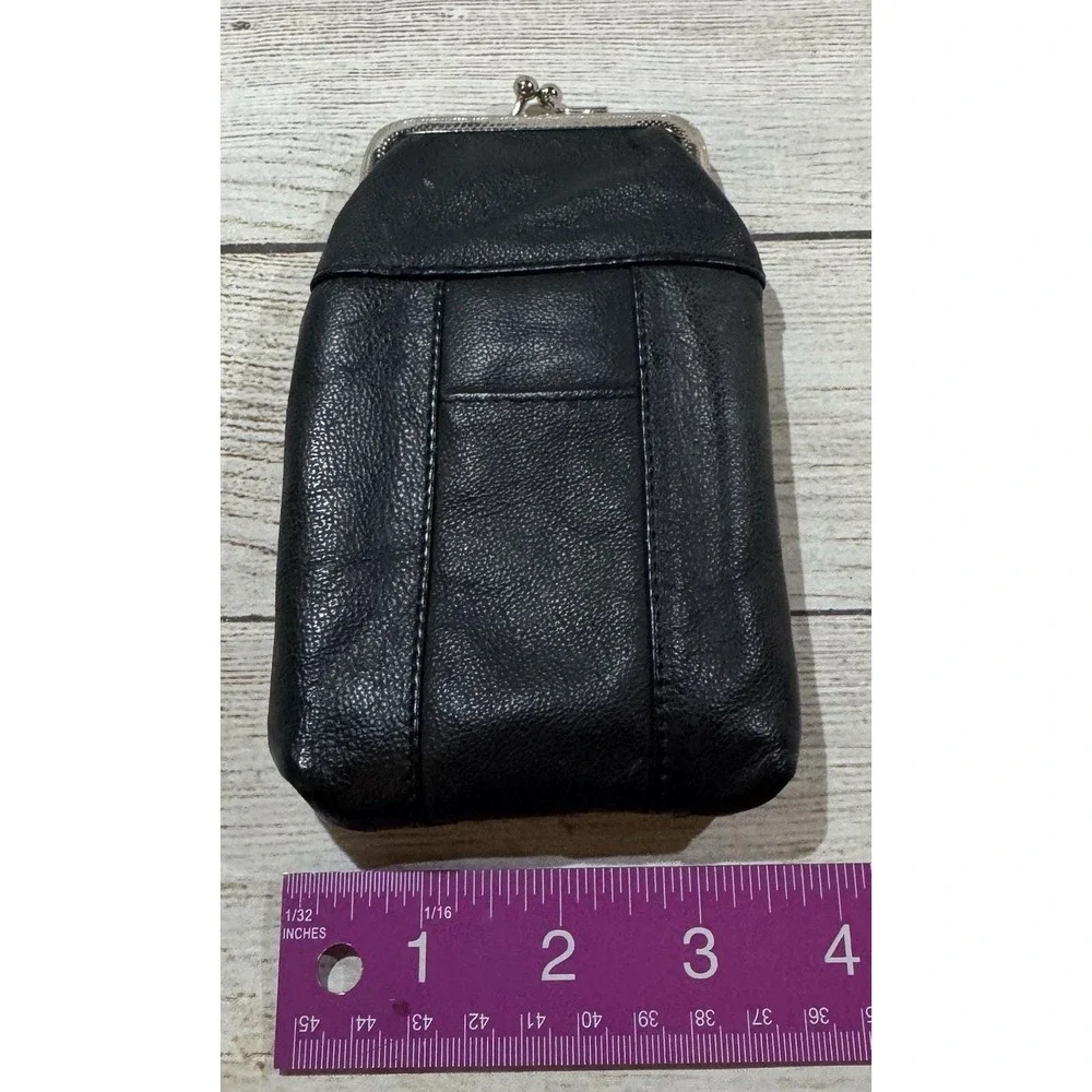 Vintage Black Leather Kiss Lock w/ Pockets Cigarette Case 6